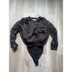 Zara Lipstick Bodysuit, Women's Small, Black, Sheer